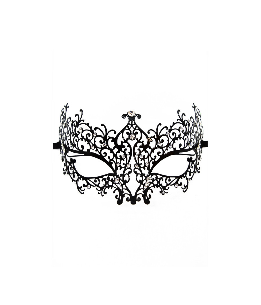 Masque vénitien Chiara rigide noir avec strass
