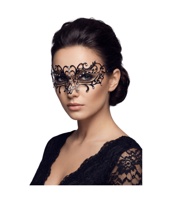 Masque vénitien Elena rigide noir  avec strass