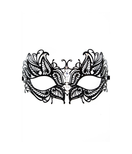 Masque vénitien Greta rigide noir avec strass