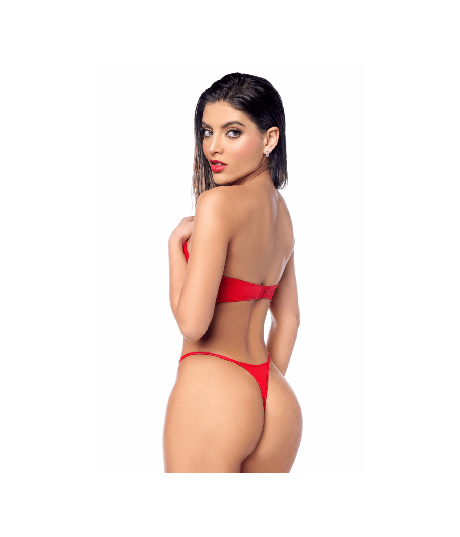 Ensemble 2 pièces en similicuir rouge lisse 