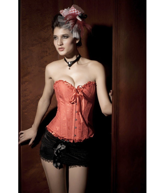 Bustier Corset Glamour brocart rouge  Couleur:Rouge